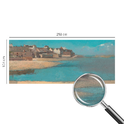 Peel and stick wall mural for kids' room with a quiet village scene