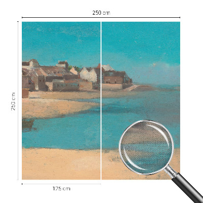 Peel and stick wall mural for kids' room with a quiet village scene