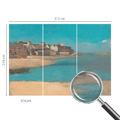 Peel and stick wall mural for kids' room with a quiet village scene