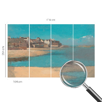 Peel and stick wall mural for kids' room with a quiet village scene