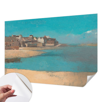 Peel and stick wall mural for kids' room with a quiet village scene