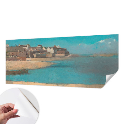 Peel and stick wall mural for kids' room with a quiet village scene