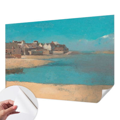 Peel and stick wall mural for kids' room with a quiet village scene