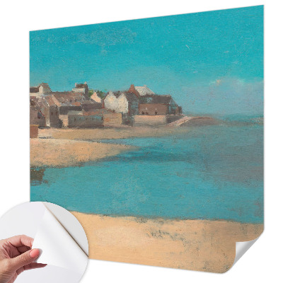 Peel and stick wall mural for kids' room with a quiet village scene
