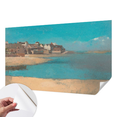 Peel and stick wall mural for kids' room with a quiet village scene