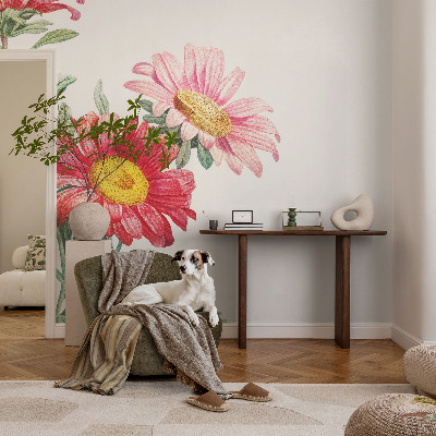 3D wall mural with a delicate floral motif