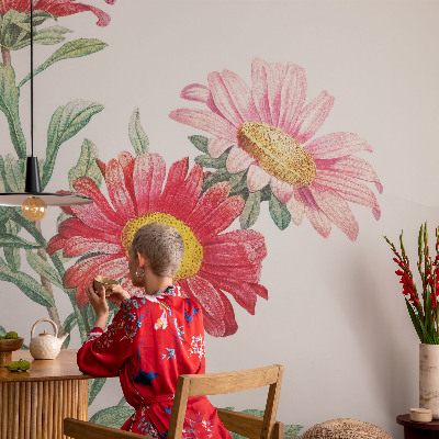 3D wall mural with a delicate floral motif