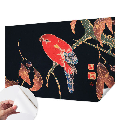 Nursery wall mural with an exotic bird design