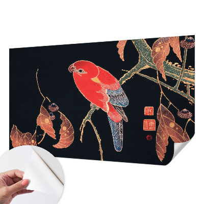 Nursery wall mural with an exotic bird design