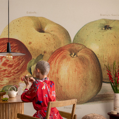 Baby room wall mural with apple blossom design