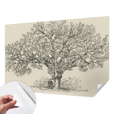Peel and stick wallpaper mural with a tree illustration