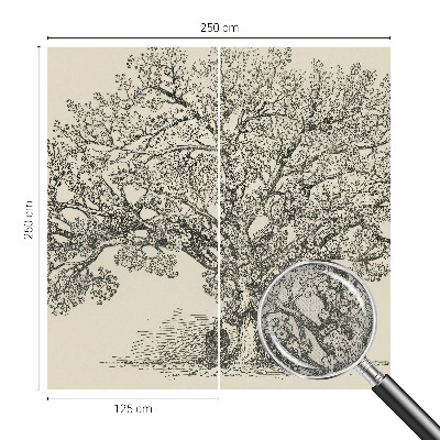 Peel and stick wallpaper mural with a tree illustration