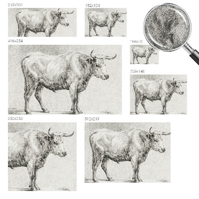 Self-adhesive wall mural featuring a bull pencil illustration