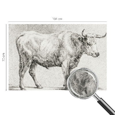 Self-adhesive wall mural featuring a bull pencil illustration