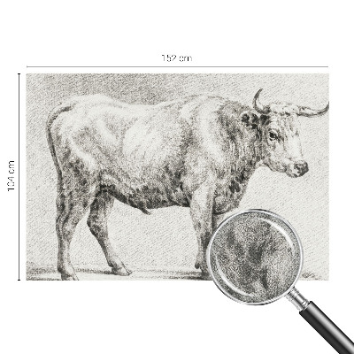 Self-adhesive wall mural featuring a bull pencil illustration