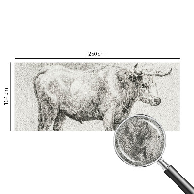 Self-adhesive wall mural featuring a bull pencil illustration
