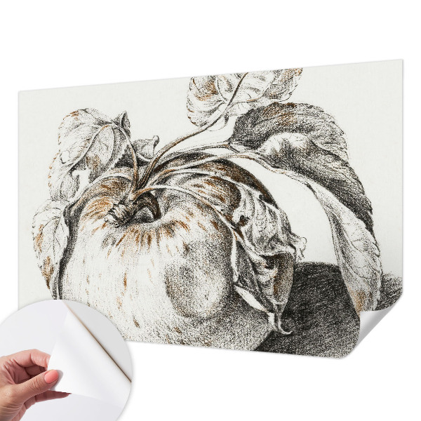Self-adhesive photo wallpaper with a pattern of apple leaves