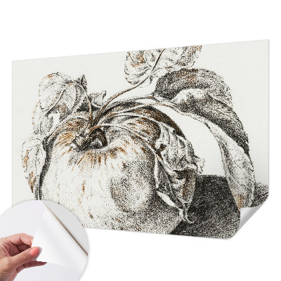 Self-adhesive photo wallpaper with a pattern of apple leaves