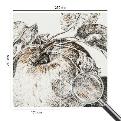 Self-adhesive photo wallpaper with a pattern of apple leaves