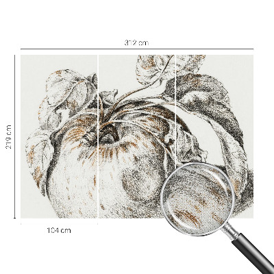 Self-adhesive photo wallpaper with a pattern of apple leaves