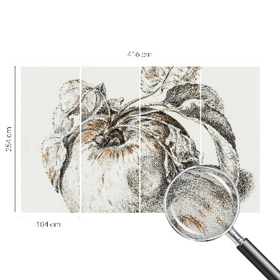 Self-adhesive photo wallpaper with a pattern of apple leaves