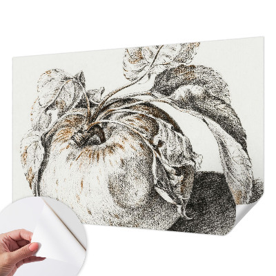 Self-adhesive photo wallpaper with a pattern of apple leaves