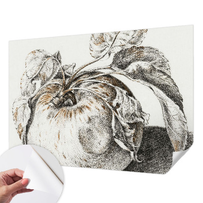 Self-adhesive photo wallpaper with a pattern of apple leaves