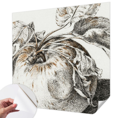 Self-adhesive photo wallpaper with a pattern of apple leaves