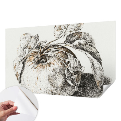 Self-adhesive photo wallpaper with a pattern of apple leaves