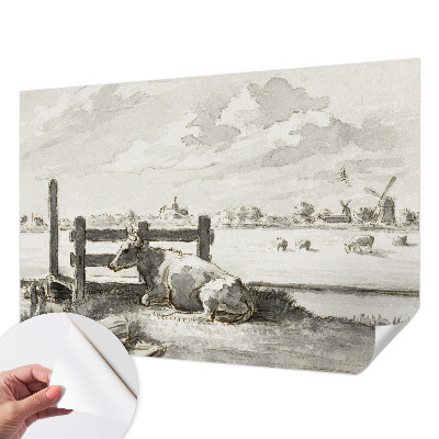 Self-adhesive photo wallpaper with a rural idyll motif