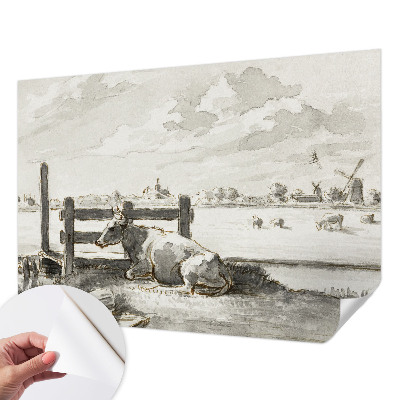 Self-adhesive photo wallpaper with a rural idyll motif