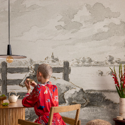 Self-adhesive photo wallpaper with a rural idyll motif