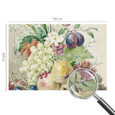 Stick-on wall mural with a design of flowers and fruits