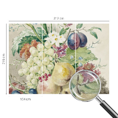 Stick-on wall mural with a design of flowers and fruits