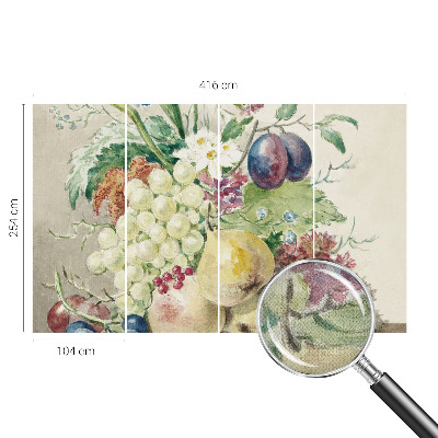 Stick-on wall mural with a design of flowers and fruits