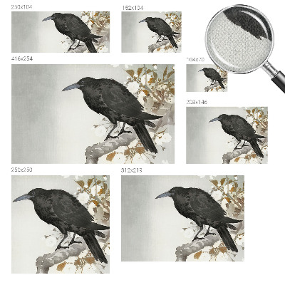 Removable wall mural Raven in the flowers