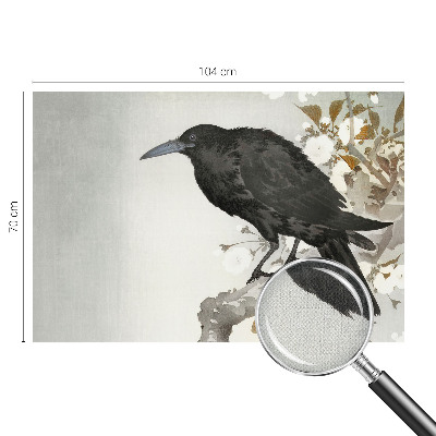Removable wall mural raven among flowers design
