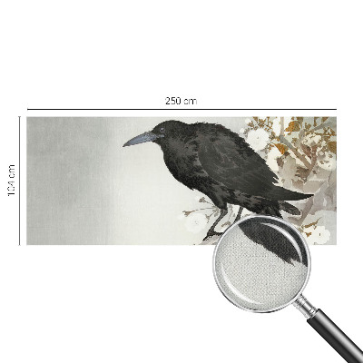 Removable wall mural raven among flowers design