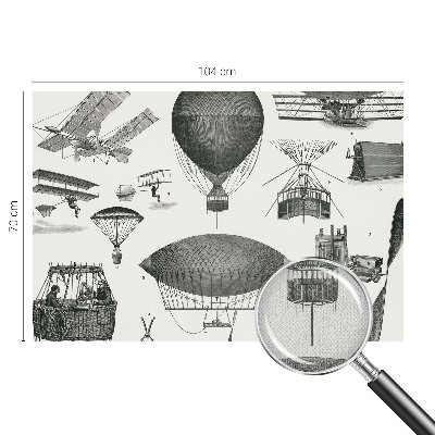 Peel and stick wall mural for living room featuring a history of aviation design