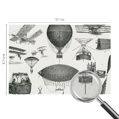Peel and stick wall mural for living room featuring a history of aviation design