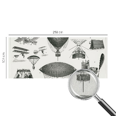 Peel and stick wall mural for living room featuring a history of aviation design