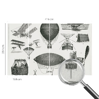 Peel and stick wall mural for living room featuring a history of aviation design