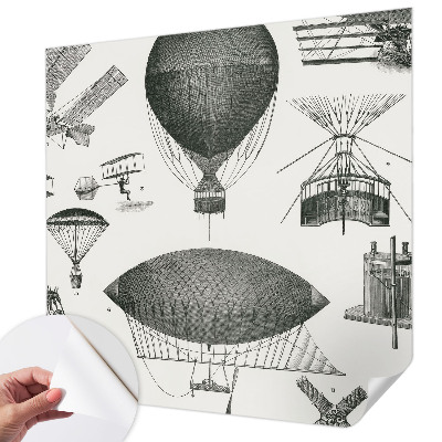 Peel and stick wall mural for living room featuring a history of aviation design