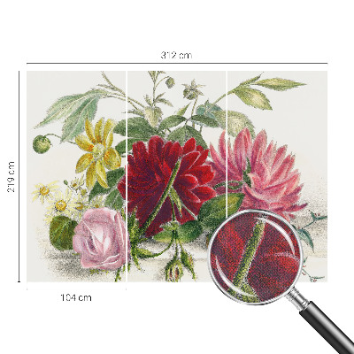 Peel and stick wall mural for bedroom with a flower bouquet design