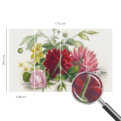 Peel and stick wall mural for bedroom with a flower bouquet design