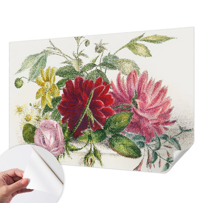 Peel and stick wall mural for bedroom with a flower bouquet design