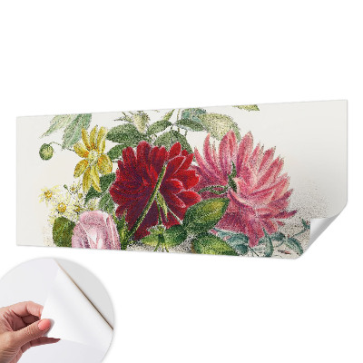 Peel and stick wall mural for bedroom with a flower bouquet design