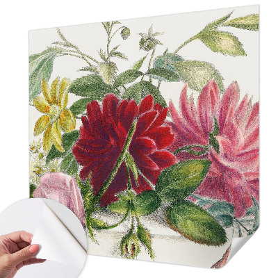Peel and stick wall mural for bedroom with a flower bouquet design