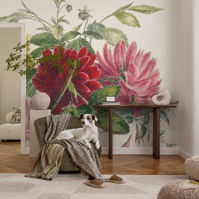 Peel and stick wall mural for bedroom with a flower bouquet design