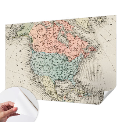 Peel and stick wall mural for kids' room with a historical map design